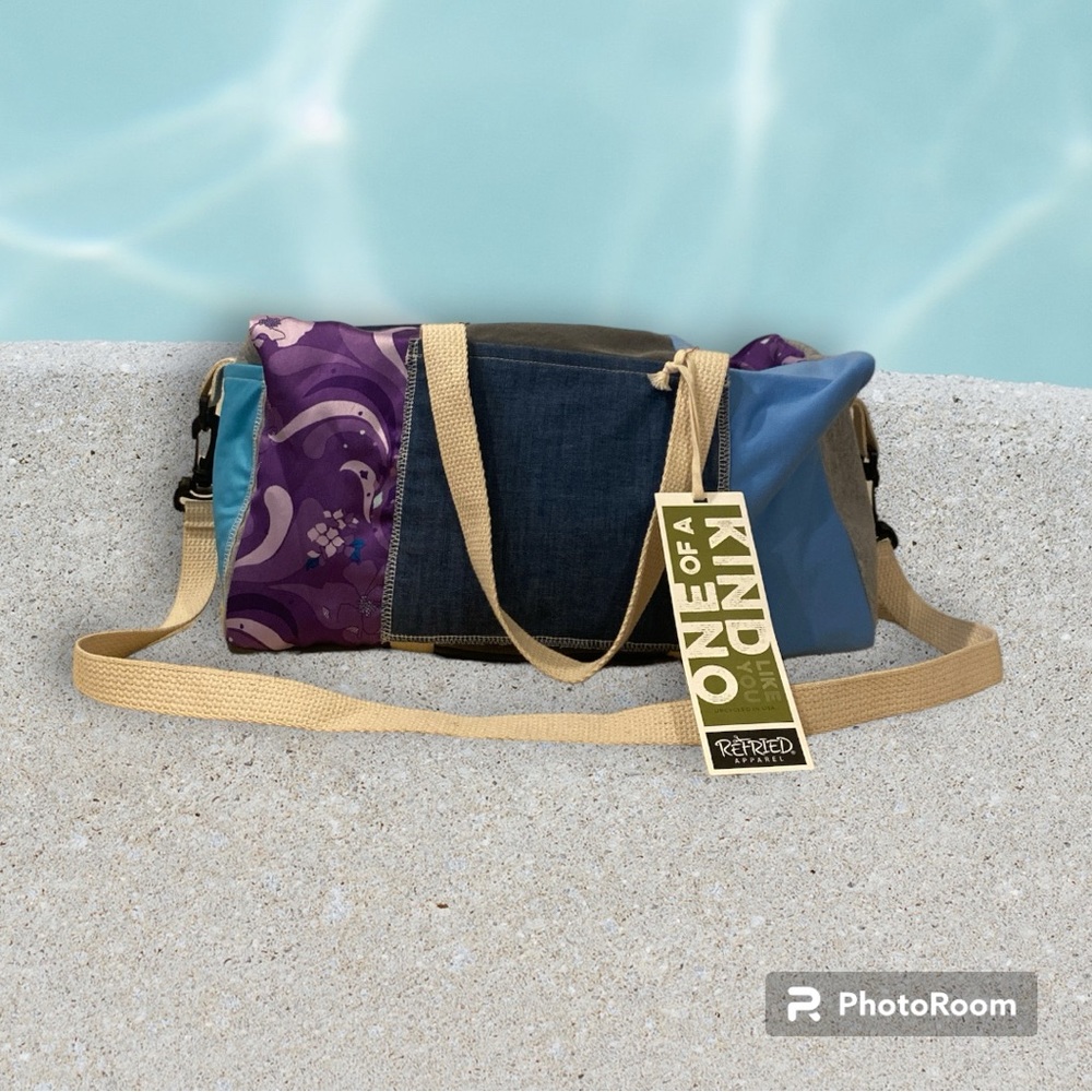 Refried Upcycled Weekender Bag Blue/Purple NWT